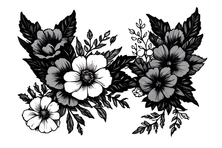 January birth flowers half wreath - Variation 1