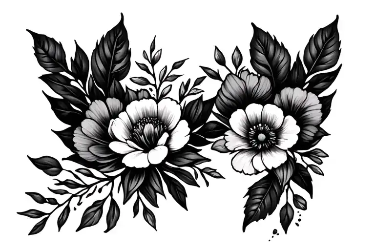 January birth flowers half wreath - Variation 2