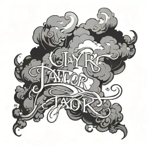Clouds forming into the name JayMurk, lettering complemented - Variation 2