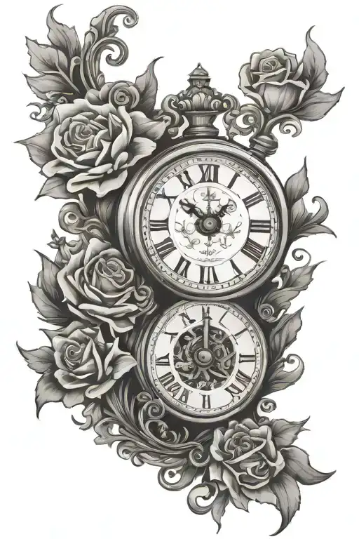 clock first name Enzo and nino back tattoo - Variation 1