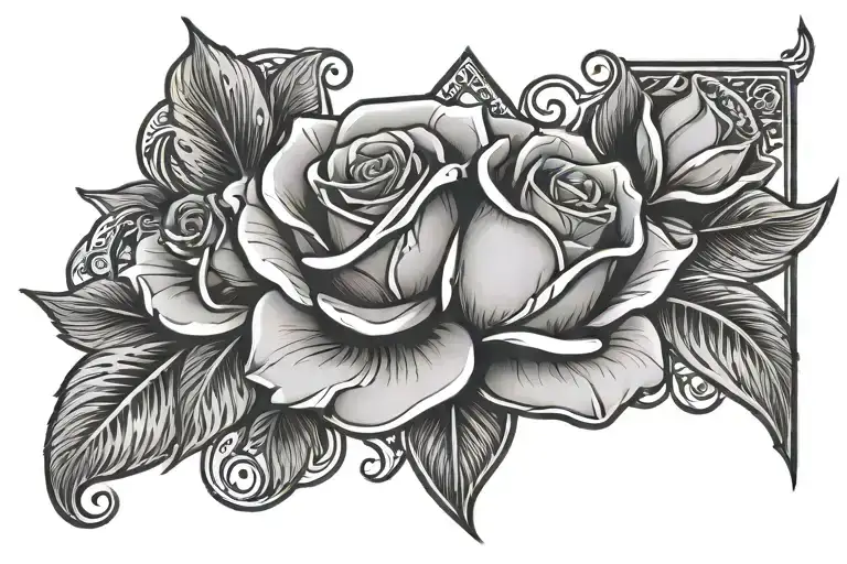 polynesian ace card and rose intertwined representing the client's