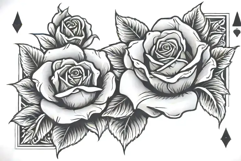 polynesian ace card and rose intertwined representing the client's - Variation 2