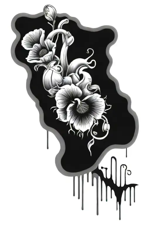 abstract design human heart, poppies, anemones, mushrooms, music, love - Variation 13