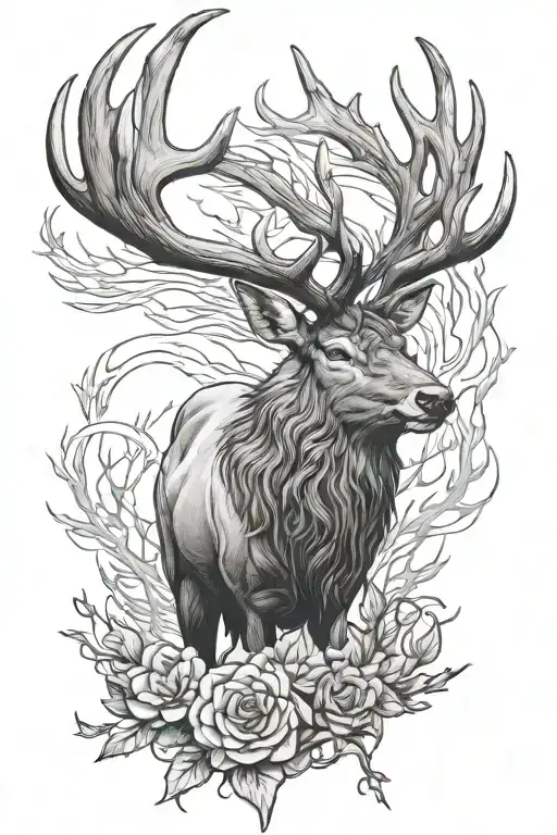 Elk dark concept tattoo