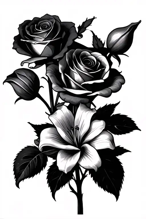 Roses with lilies - Variation 2