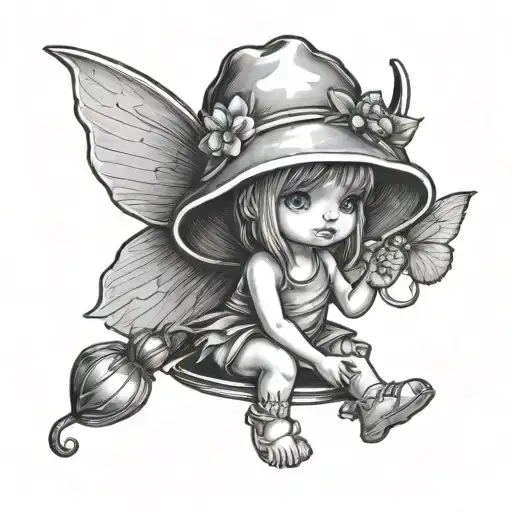 baby fairy with strawberry bucket hat standing