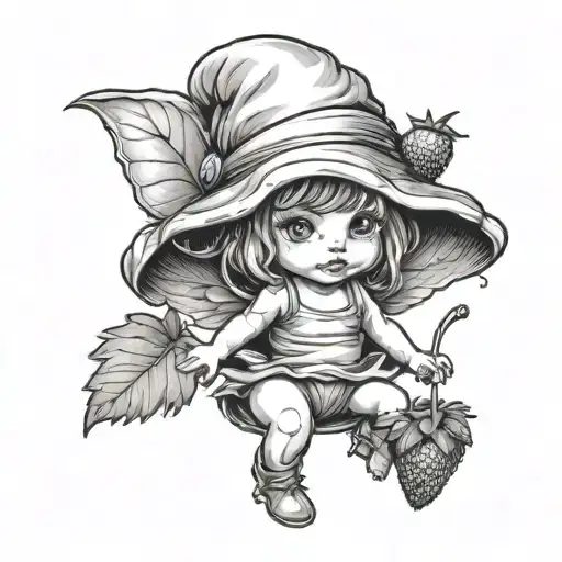 baby fairy with strawberry bucket hat standing - Variation 4