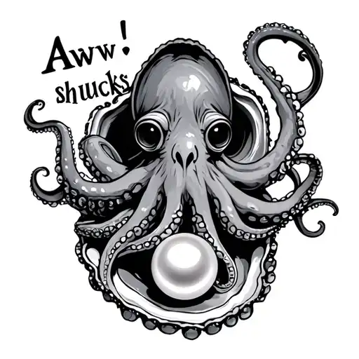 "Aww shucks" octopus and a oyster pearl inside