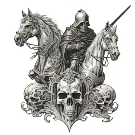 skulls depicting horsemen of the apocalypse