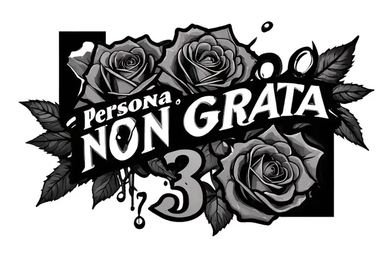 "Persona Non Grata " roses, bullet wounds and the number 333 - Variation 2