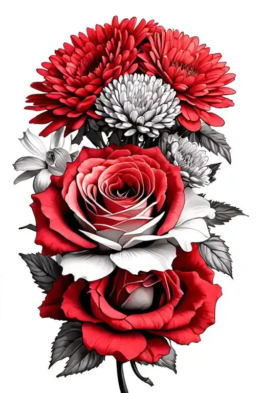 roses chrysanthemum daffodils bouquet