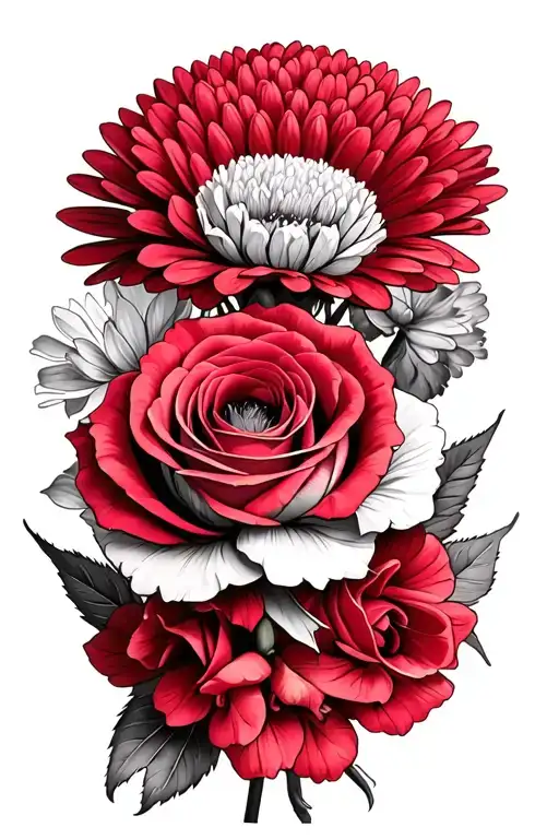 roses chrysanthemum daffodils bouquet - Variation 2