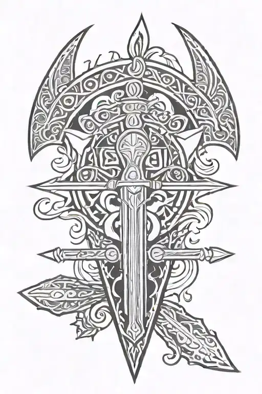 The Scandinavian pattern with Odin's spear in the center - Variation 2