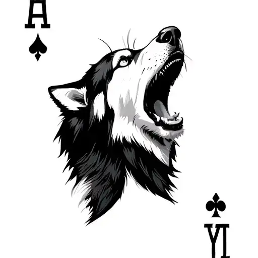 husky howling in the spade of the ace of spades card - Variation 2
