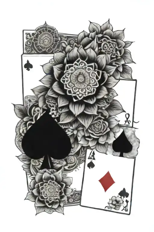 mandala, flowers, deck of cards, and dice  - Variation 2