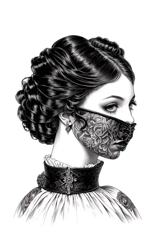 victorian woman with a slave leather collar - Variation 2