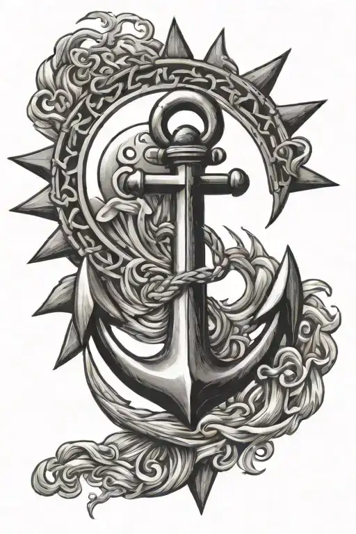 anchor, sun and fire