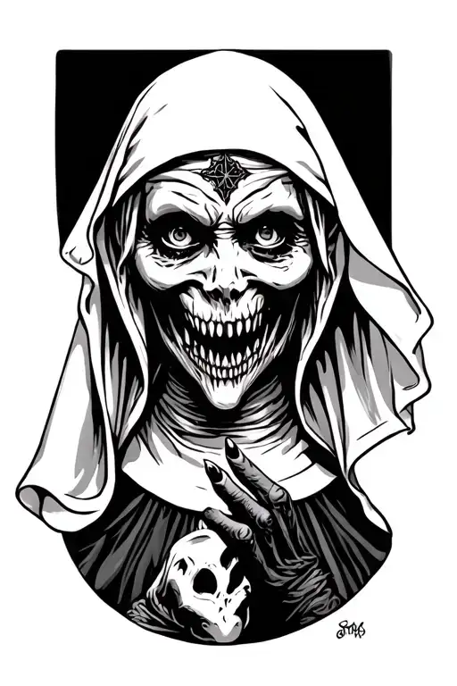Spooky evil nun - Variation 4