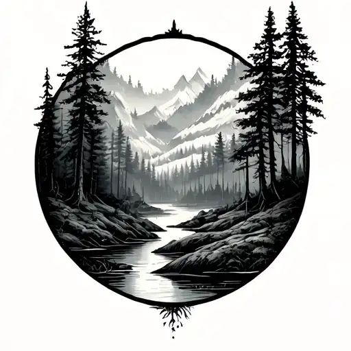 forest landscape round - Variation 2