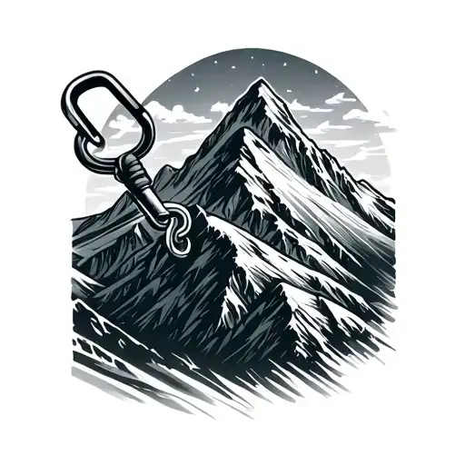 mountain range in a climbing carabiner and safety not 