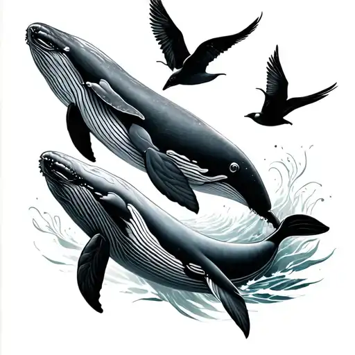 whales with birds