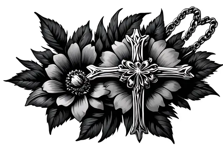 floral cross necklace - Variation 1