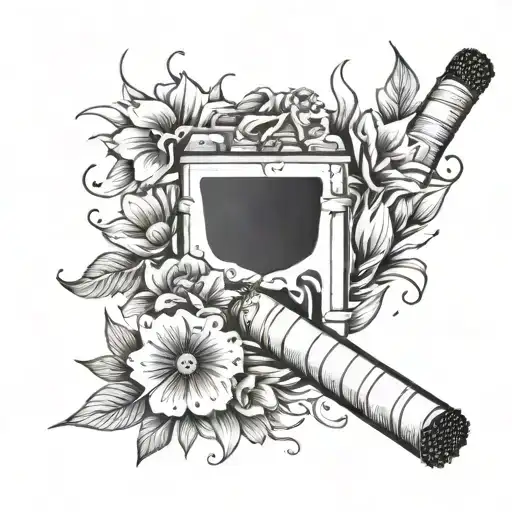 cigarette with flowers surrounding sunset background - Variation 3