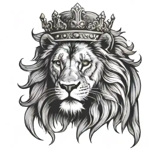 lions head from side view with a crown and wings spread wide - Variation 2