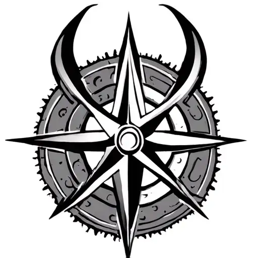 sigils intertwind with a compas - Variation 2