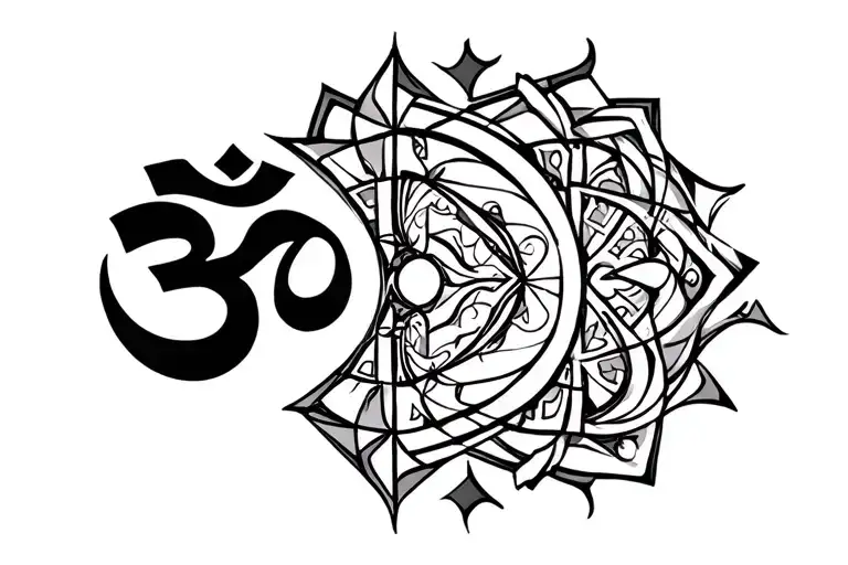 om and swastik with geometric elements incorporated - Variation 2
