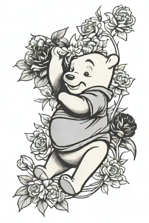 winnie the pooh with flowers