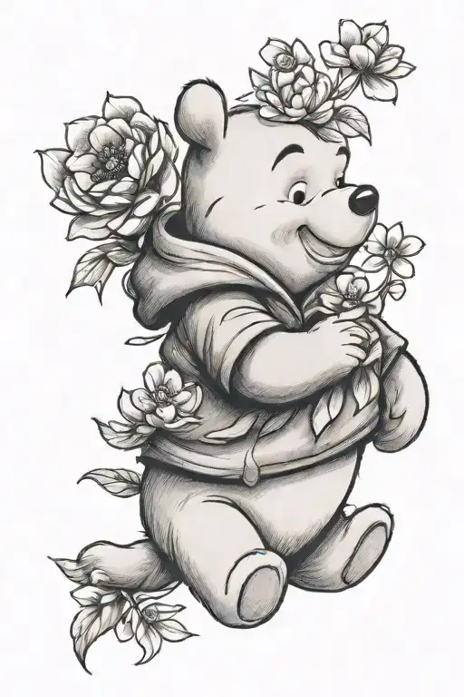 winnie the pooh with flowers - Variation 2