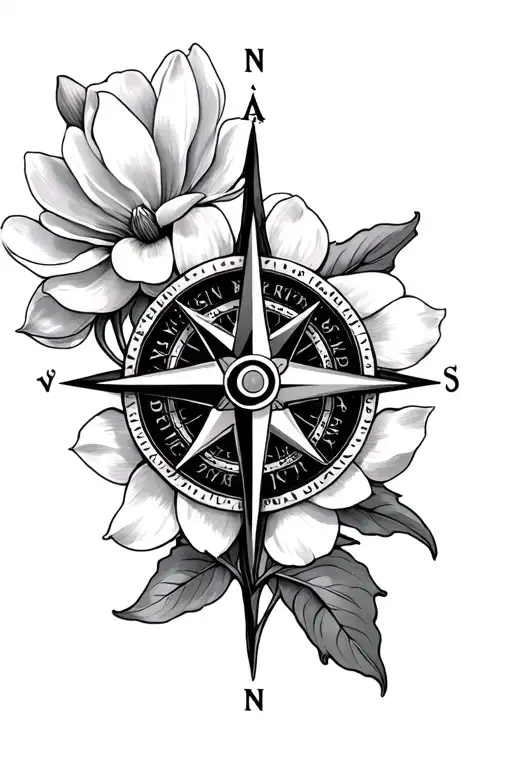 compass rose, magnolia flower, IV, SCP