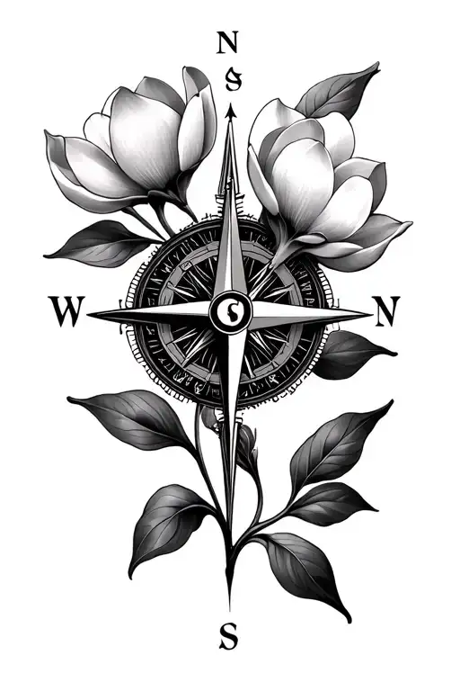 compass rose, magnolia flower, IV, SCP - Variation 2
