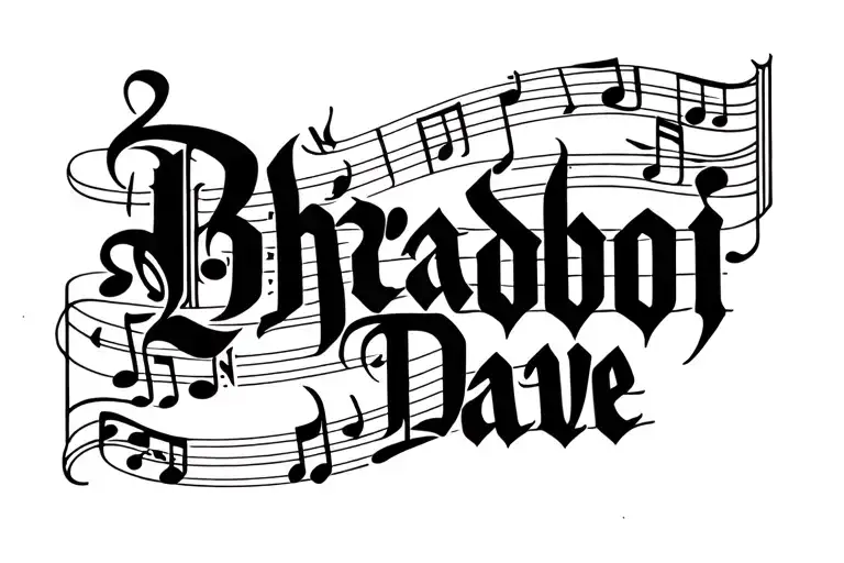 Bhadboi Dave written in old English with musical notes