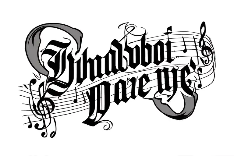 Bhadboi Dave written in old English with musical notes - Variation 2