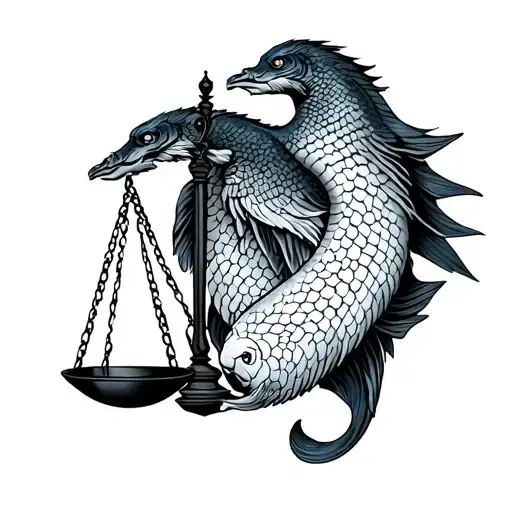 Zdiac Pisces and scale of justice