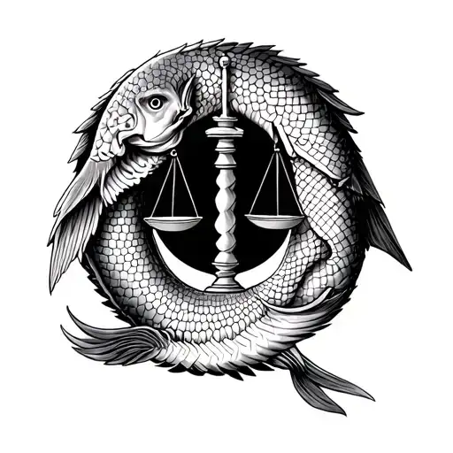 Zdiac Pisces and scale of justice - Variation 2