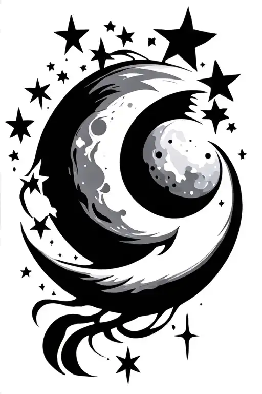 moon and stars forming - Variation 2