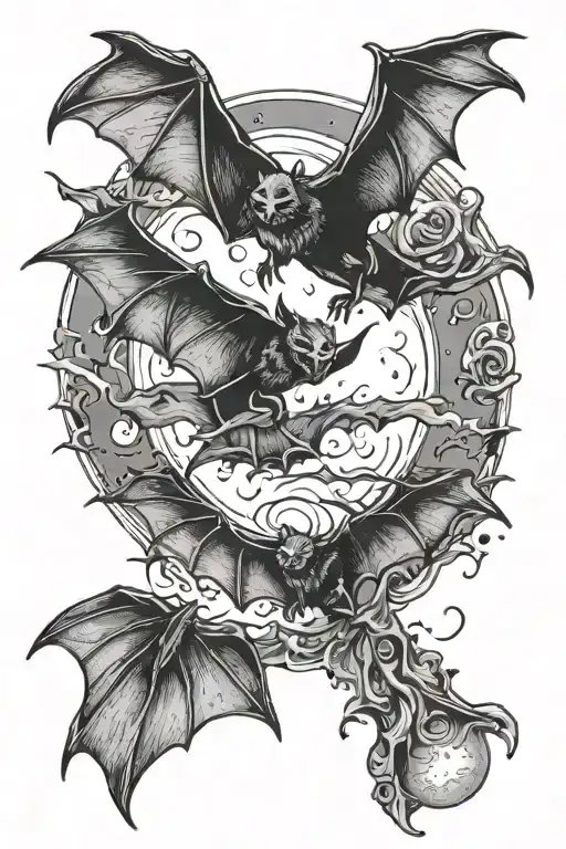bats and moon merging together with TYB - Variation 2