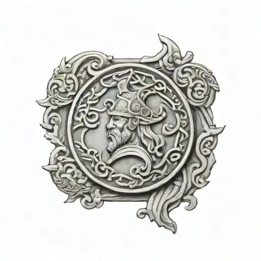 bas relief viking coin