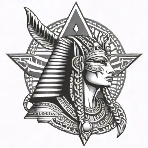piramide Cleopatra Anubis chicano style tattoo - Variation 2