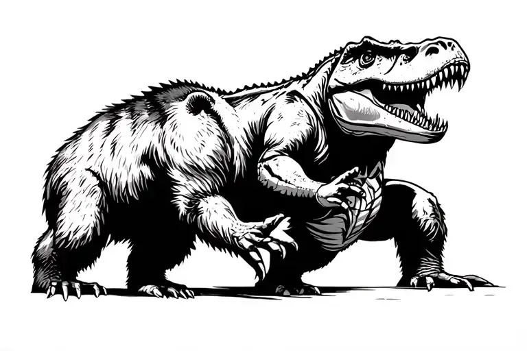 Savage kung-fu grizzly bear vs t-rex - Variation 2