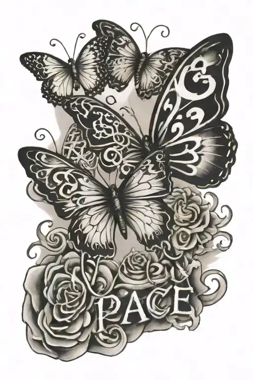 peace, butterfly and 1993 written sign - Variation 2