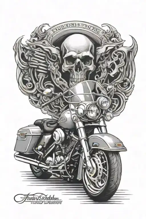 Harley Davidson Road Glide, Skull, Biker