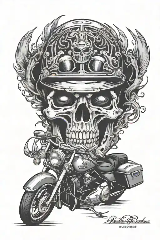 Harley Davidson Road Glide, Skull, Biker - Variation 2