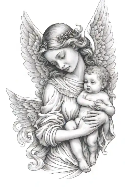 angel holding baby angel