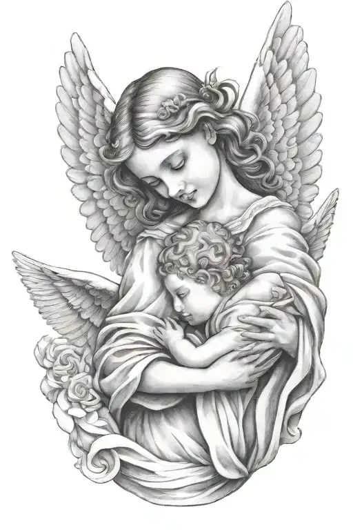 angel holding baby angel - Variation 2