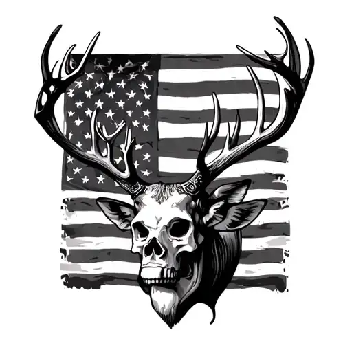 Skulls deer american flag - Variation 2