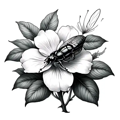 cicada insect jasmine flower surrounded